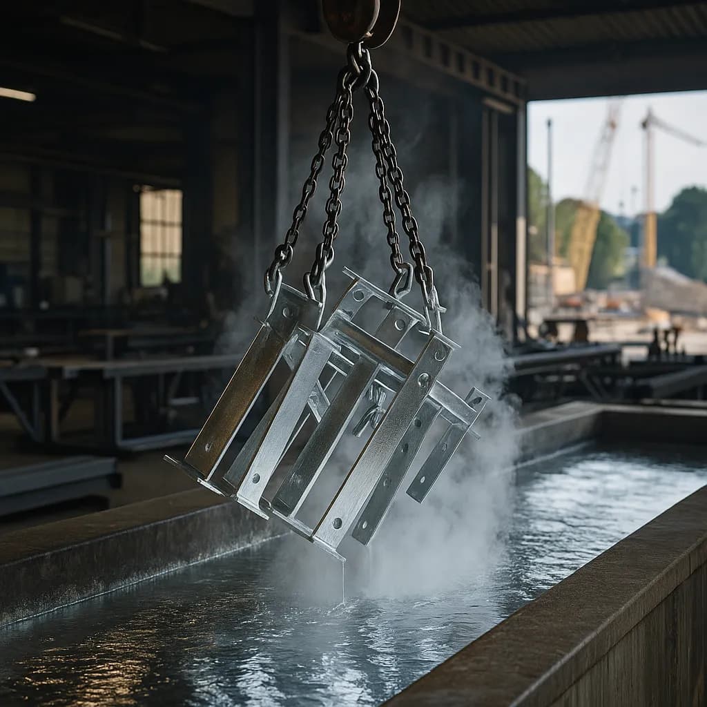 Principe de la galvanisation à chaud : immersion de l'acier dans un bain de zinc fondu